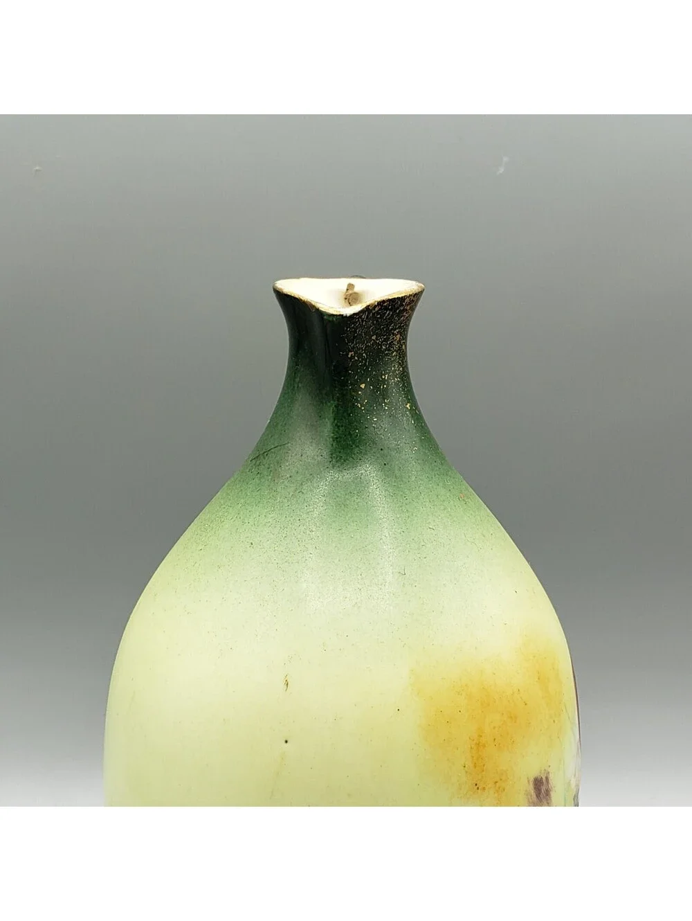 Vintage Austria Ewer Vase Maiden in Field of Flowers Green Pitcher Jug Porcelain